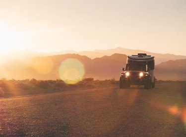 Chasing sunrise in the Nevada desert with tylermcave and kyle_lamont this morning. It’s been a blast dragging this airstream_inc Basecamp on the “Death Drive” and exploring the diverse landscapes of southern Nevada with an ace team and a badass adventure rig.
#airstream 
#goldenhour
#onassignment 
#nevada